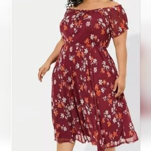 Torrid Midi Mesh Off Shoulder Peasant Dress Size  14 16